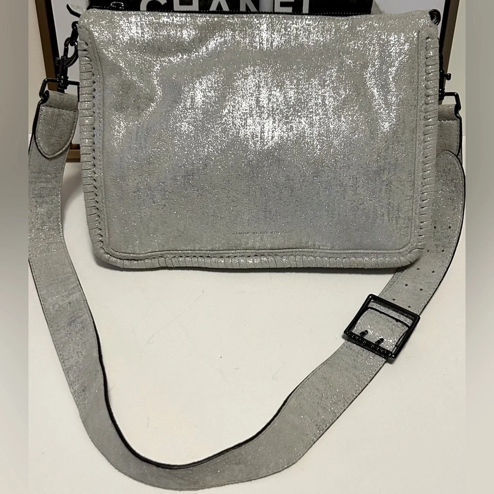 Aimee Kestenberg Leather Silver crossbody shoulder bag  New - Picture 6 of 12